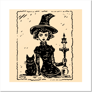 Vintage Witch and Cat Posters and Art